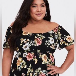 TORRID Babydoll Crepe Off-Shoulder Top